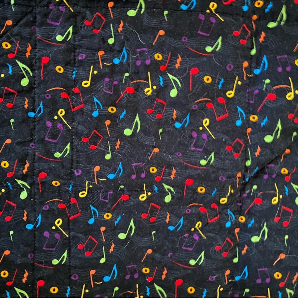 Homemade Quilt Square Baby Quilt Floral Music Notes Colorful Cover 37 Inch